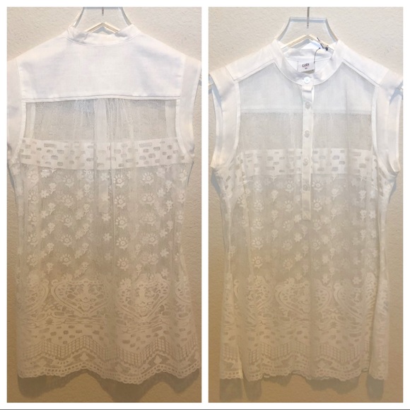 NWT  CAbi Prudence Lace White Top - Picture 7 of 11